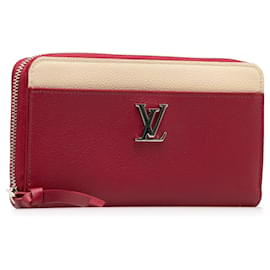Louis Vuitton-Louis Vuitton Red Lockme Zippy Wallet-Beige,Other