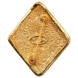 Chanel-Broche Chanel Ouro CC Diamante-Dourado