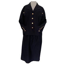 Completo Gonna Chanel Lana Blu Navy Taglia 46 Blu navy