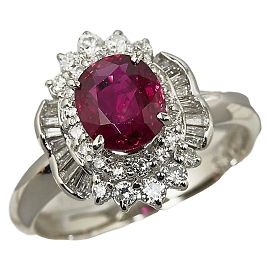 & Other Stories Platinum Ruby & Diamond Ballerina Ring Silvery