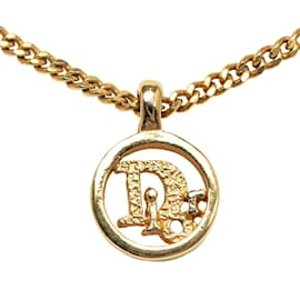 Dior-Dior Logo Pendant Necklace Metal Necklace in Fair condition-Golden