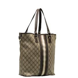 Gucci-Vertikale Webtasche GG Supreme 189896-Braun