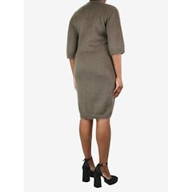 Hermès-Vestido midi con borlas de mohair verde - talla UK 12-Verde