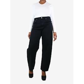 Frame Denim-Black mid-rise tapered jeans - size UK 12-Black