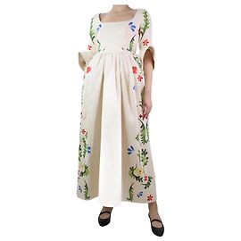 Rosie Assoulin Robe en coton imprimé floral crème - taille UK 6 Écru