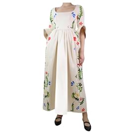 Rosie Assoulin-Robe en coton imprimé floral crème - taille UK 6-Écru