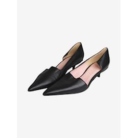 Acne-Black leather pointed-toe kitten heels - size EU 38-Black