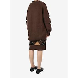 Burberry-Ensemble cardigan et jupe en tricot Argyle marron - taille M-Marron
