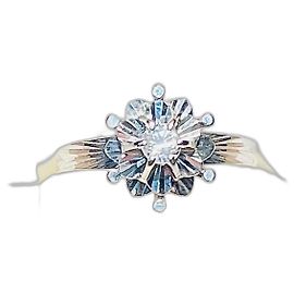 Autre Marque Old solitaire ring in white gold 18 carats set with zirconium oxide Silvery