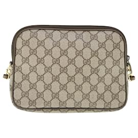 Gucci-GUCCI GG Supreme Bolsa de Ombro PVC Couro Bege 97 02 068 Ep de autenticação2628-Bege