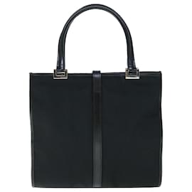Gucci-GUCCI Jackie Hand Bag Canvas Black 002 1065 Auth ep2698-Black