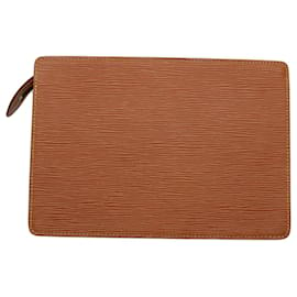 Louis Vuitton-LOUIS VUITTON Epi Pochette Homme Clutch Bag Brown Zipang gold M52528 Auth ep2762-Brown,Other