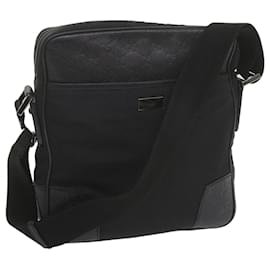 Gucci-GUCCI Shoulder Bag Nylon Leather Black 162783 Auth ep2588-Black