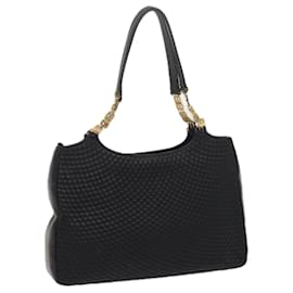 Bally-BALLY Quilted Tote Bag Leather Black Auth 62106-Black