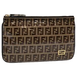 Fendi-Bolso de lona FENDI Zucchino Marrón Auth bs10758-Castaño