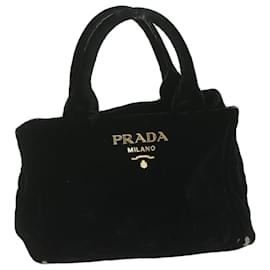 Prada-PRADA Canapa PM Hand Bag Velor Black Auth ep2639-Black