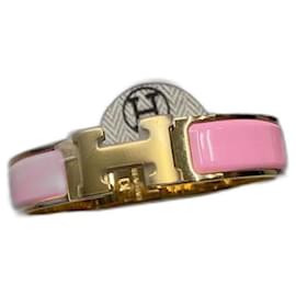 Hermès-Bracciale Clic H rosa oro PM-Rosa,D'oro