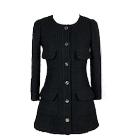 Chanel-9Veste en tweed noire K$ New CC Buttons-Noir