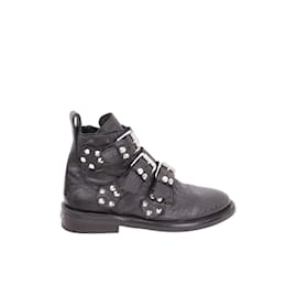 Zadig & Voltaire-Leather buckle boots-Black