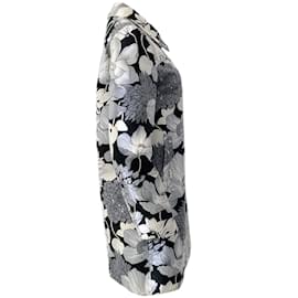 Autre Marque-Burberry Grey / Black Floral Print Cotton Coat-Grey