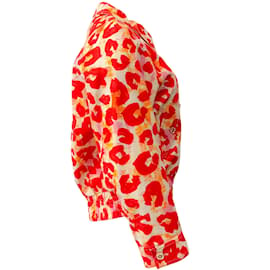 Autre Marque-Giacca con zip in denim leopardato rosso Marni-Rosso