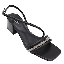 Autre Marque-Peserico Black / silver / Gold Monili Beaded Detail Leather Strap Sandals-Black