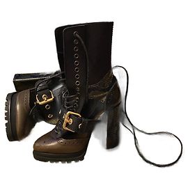 Botas Burberry Westmarsh de couro cáqui Caqui