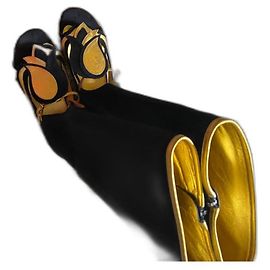 Botas Prada em pele de cervo pretas e douradas Preto
