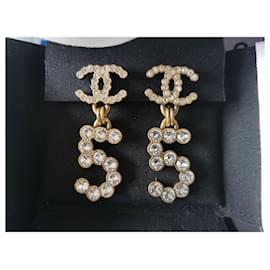 Chanel-iconici orecchini a clip a goccia CHANEL CC-Metallico