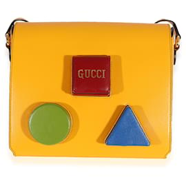 Gucci-Bolsa mensageiro de couro amarelo e multicolorido Gucci-Amarelo