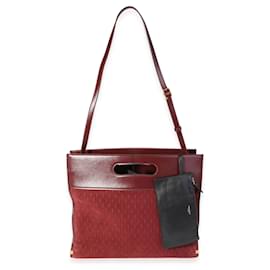 Saint Laurent-Borsa tote Saint Laurent Rouge in camoscio e pelle con monogramma all-over-Rosso,Bordò