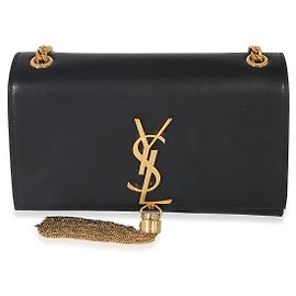 Saint Laurent Black Smooth Leather Small Kate Tassel Bag Black