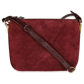 Sac monogramme intégral en daim et cuir bordeaux Saint Laurent Rouge Bordeaux