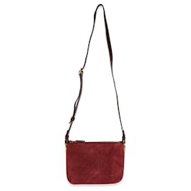 Saint Laurent-Sac monogramme intégral en daim et cuir bordeaux Saint Laurent-Rouge,Bordeaux