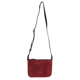 Saint Laurent-Saint Laurent Burgundy Suede & Leather All-over Monogram Bag-Red,Dark red