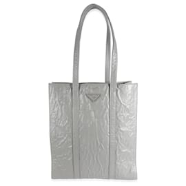 Prada-Prada Borsa tote piccola in nappa anticata grigio ardesia-Grigio