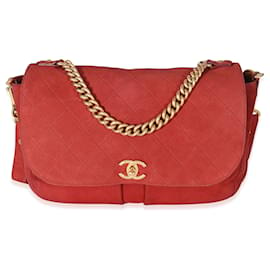 Chanel-Chanel Red Suede Paris In Rome Messenger Bag-Red