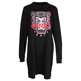 Kenzo-Kenzo Tiger Logo Sweater Dress in Black Cotton-Black