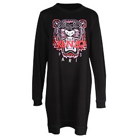 Kenzo Upperr Logo Pulloverkleid aus schwarzer Baumwolle Schwarz