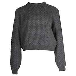 Miu Miu-Pull en maille torsadée Miu Miu en acrylique gris-Gris