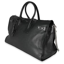 Saint Laurent-Saint Laurent Black Grained Calfskin Sac De Jour 48H Duffle-Black
