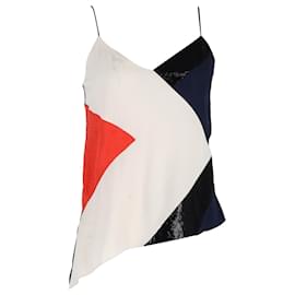 Diane Von Furstenberg-Diane Von Furstenberg Camiseta sin mangas con lentejuelas y diseño color block en seda multicolor-Multicolor