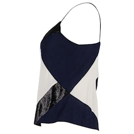 Diane Von Furstenberg-Diane Von Furstenberg Colorblock Sequined Tank Top in Multicolor Silk-Multiple colors