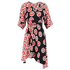 Diane Von Furstenberg-Diane Von Furstenberg Vestido midi floral cruzado sintético Eloise en seda negra-Negro