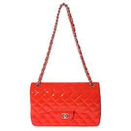 Chanel-Chanel Red Quilted Patent Leather Jumbo Double Flap Bag-Red