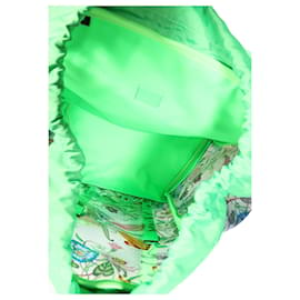 Gucci-Gucci Rucksack aus neongrünem Leder und Flora-PVC-Grün