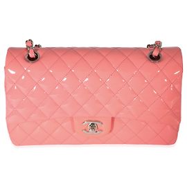 Chanel Pink Patent Medium Classic Double Flap Bag Pink