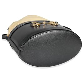 Gucci-Gucci Black Beige Horsebit aus Kalbsleder 1955 Beuteltasche mit Kordelzug-Braun,Beige