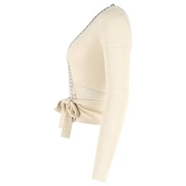 Diane Von Furstenberg-Diane von Furstenberg Shimmer-Knit Ballerina Wrap Cardigan in Gold Rayon-Golden