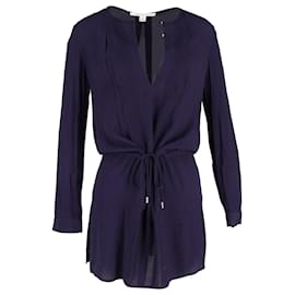 Diane Von Furstenberg-Diane Von Furstenberg Drawstring-Waist Mini Dress in Navy Blue Silk-Navy blue